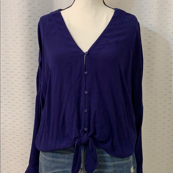 Express-Drop Shoulder Tie Front Shirt-NWOT - Picture 3 of 8